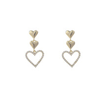 3 Heart Dangle Goldplated Oorbellen E55115-2