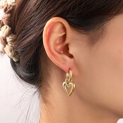 Heart in Heart Dangle Goldplated Oorbellen E55114-2 Heart in Heart Dangle Goldplated Oorbellen E55114-2
