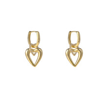 Heart in Heart Dangle Goldplated Oorbellen E55114-2