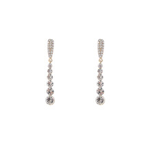 Long Stone Dangle Goldplated Oorbellen E55105-2