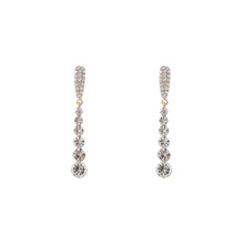 Long Stone Dangle Goldplated Oorbellen E55105-2