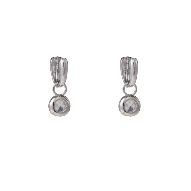 Classic Creole Stone Silverplated Oorbellen E55101-1 Classic Creole Stone Silverplated Oorbellen E55101-1