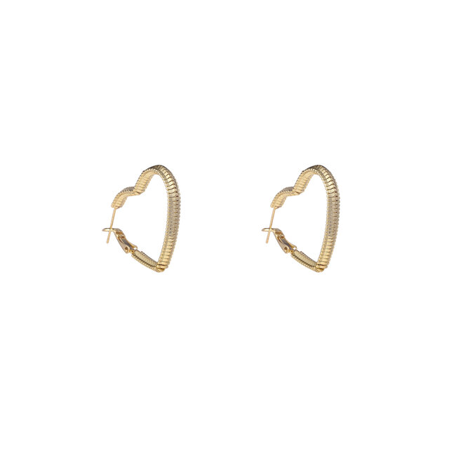 Heart Hoop Goldplated Oorbellen E55077-2 Heart Hoop Goldplated Oorbellen E55077-2