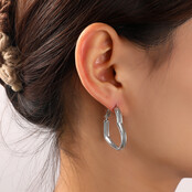 Heart Hoop Silver Plated Oorbellen E55077-1 Heart Hoop Silver Plated Oorbellen E55077-1