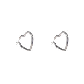 Heart Hoop Silver Plated Oorbellen E55077-1