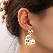 Double Heart Dangle Goldplated oorbellen E55076-2 Double Heart Dangle Goldplated oorbellen E55076-2