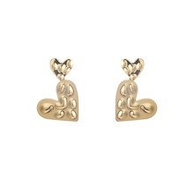 Double Heart Dangle Goldplated oorbellen E55076-2