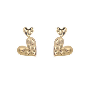 Double Heart Dangle Goldplated oorbellen E55076-2