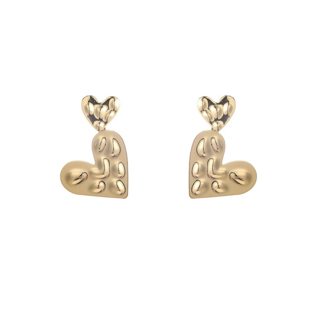 Double Heart Dangle Goldplated oorbellen E55076-2 Double Heart Dangle Goldplated oorbellen E55076-2