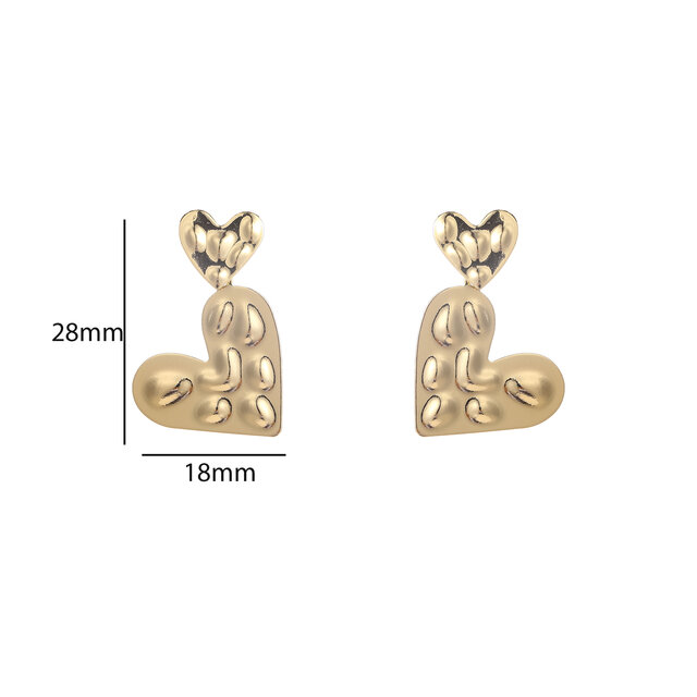 Double Heart Dangle Goldplated oorbellen E55076-2 Double Heart Dangle Goldplated oorbellen E55076-2
