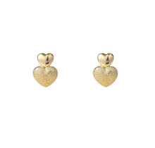 Double Heart Stud Goldplated Oorbellen E55075-2
