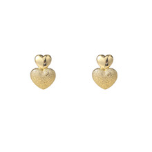 Double Heart Stud Goldplated Oorbellen E55075-2