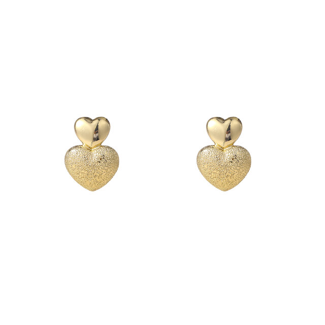 Double Heart Stud Goldplated Oorbellen E55075-2 Double Heart Stud Goldplated Oorbellen E55075-2