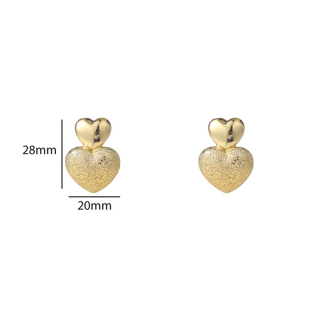 Double Heart Stud Goldplated Oorbellen E55075-2 Double Heart Stud Goldplated Oorbellen E55075-2