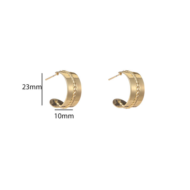Flat Hoop Goldplated Oorbellen E55056-2 Flat Hoop Goldplated Oorbellen E55056-2