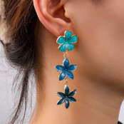 Flower Dangle Dark Blue Oorbellen E55033-3 Flower Dangle Dark Blue Oorbellen E55033-3