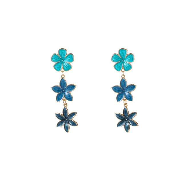 Flower Dangle Dark Blue Oorbellen E55033-3 Flower Dangle Dark Blue Oorbellen E55033-3