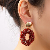 Beaded Oval Drop Oorbellen E55227-5 Beaded Oval Drop Oorbellen E55227-5