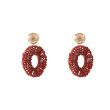 Beaded Oval Drop Oorbellen E55227-5