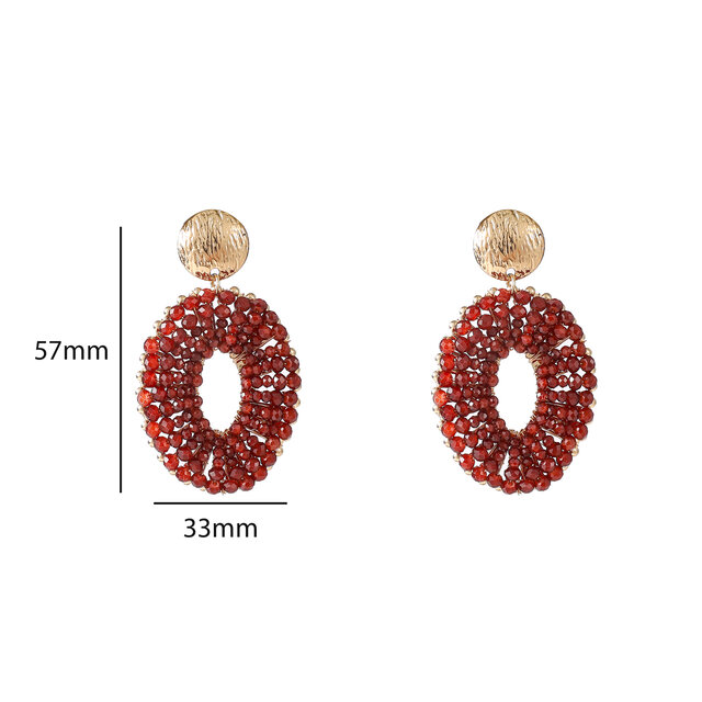Beaded Oval Drop Oorbellen E55227-5 Beaded Oval Drop Oorbellen E55227-5