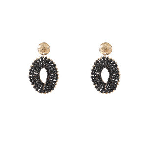 Beaded Oval Drop Oorbellen E55227-1