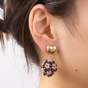 Heart Stud Ball Oorbellen E55225-6 Heart Stud Ball Oorbellen E55225-6