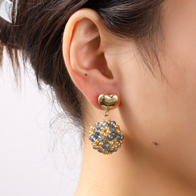 Heart Stud Ball Oorbellen E55225-2 Heart Stud Ball Oorbellen E55225-2