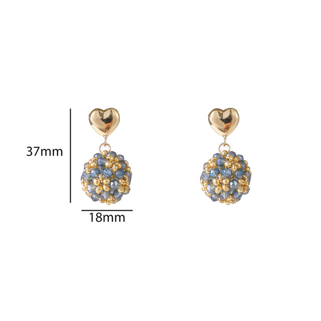 Heart Stud Ball Oorbellen E55225-2 Heart Stud Ball Oorbellen E55225-2