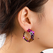 Flower Hoop Grey Mix Oorbellen E55179-5 Flower Hoop Grey Mix Oorbellen E55179-5