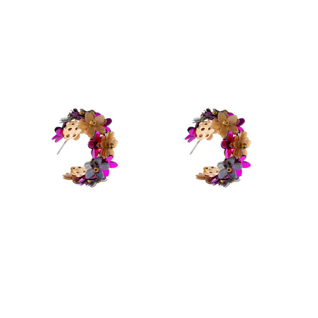 Flower Hoop Grey Mix Oorbellen E55179-5 Flower Hoop Grey Mix Oorbellen E55179-5