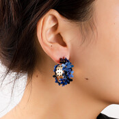 Flower Hoop Dark Blue Oorbellen E55179-3 Flower Hoop Dark Blue Oorbellen E55179-3