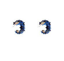 Flower Hoop Dark Blue Oorbellen E55179-3