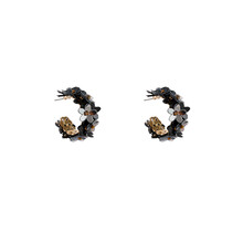 Flower Hoop Black Oorbellen E55179-1