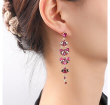 Long Stone Dangle Grey Oorbellen E55150-4