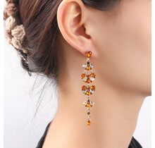 Long Stone Dangle Brown Oorbellen E55150-3