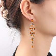 Long Stone Dangle Brown Oorbellen E55150-3