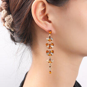 Long Stone Dangle Brown Oorbellen E55150-3