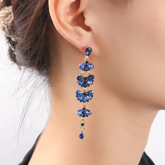 Long Stone Dangle Blue Oorbellen E55150-2 Long Stone Dangle Blue Oorbellen E55150-2