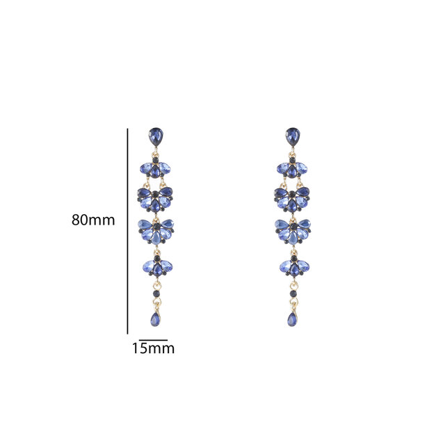 Long Stone Dangle Blue Oorbellen E55150-2 Long Stone Dangle Blue Oorbellen E55150-2