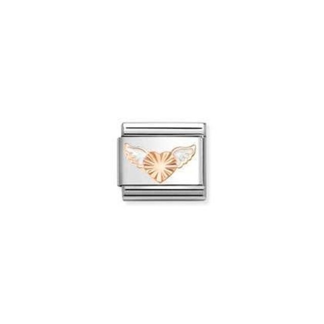 Nomination Link Rosékleurig - 430202-46 - Classic SYMBOLS - White Wings Diamond Heart