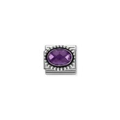 Nomination Link - 330607-001 - Classic OXIDIZED OVAL BEADED RICH SETTING - Purple