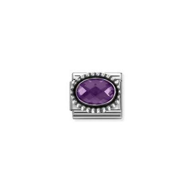 Nomination Link - 330607-001 - Classic OXIDIZED OVAL BEADED RICH SETTING - Purple