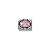 Nomination Link - 330607-003 - Classic OXIDIZED OVAL BEADED RICH SETTING - Pink