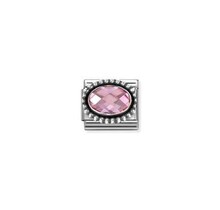 Nomination Link - 330607-003 - Classic OXIDIZED OVAL BEADED RICH SETTING - Pink