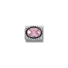 Nomination Link - 330607-003 - Classic OXIDIZED OVAL BEADED RICH SETTING - Pink