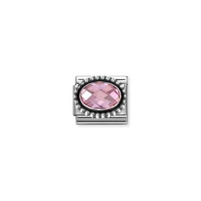 Nomination Link - 330607-003 - Classic OXIDIZED OVAL BEADED RICH SETTING - Pink