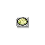 Nomination Link - 330607-004 - Classic OXIDIZED OVAL BEADED RICH SETTING - Green