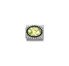Nomination Link - 330607-004 - Classic OXIDIZED OVAL BEADED RICH SETTING - Green