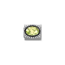 Nomination Link - 330607-004 - Classic OXIDIZED OVAL BEADED RICH SETTING - Green