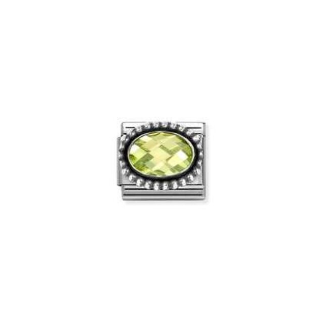 Nomination Link - 330607-004 - Classic OXIDIZED OVAL BEADED RICH SETTING - Green